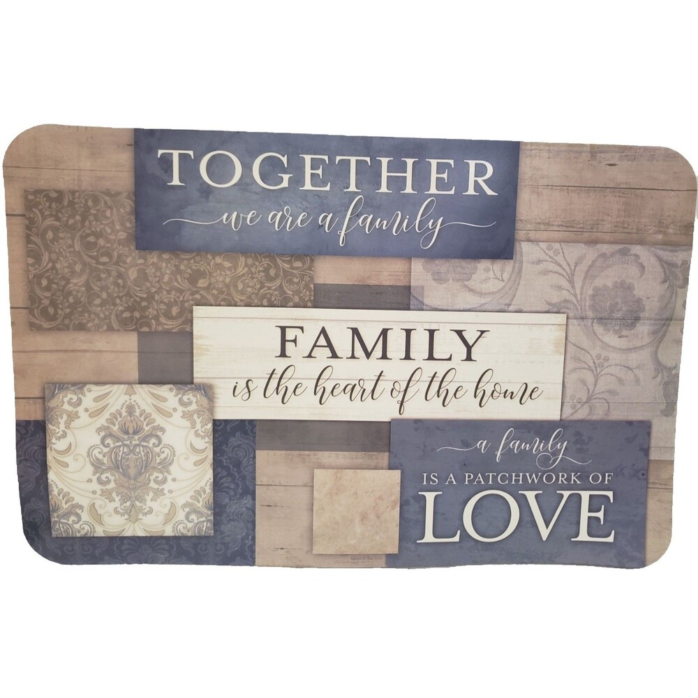 Set of 4 Same Non Clear Plastic Placemats (17"x12") TOGETHER, FAMILY, LOVE, CA